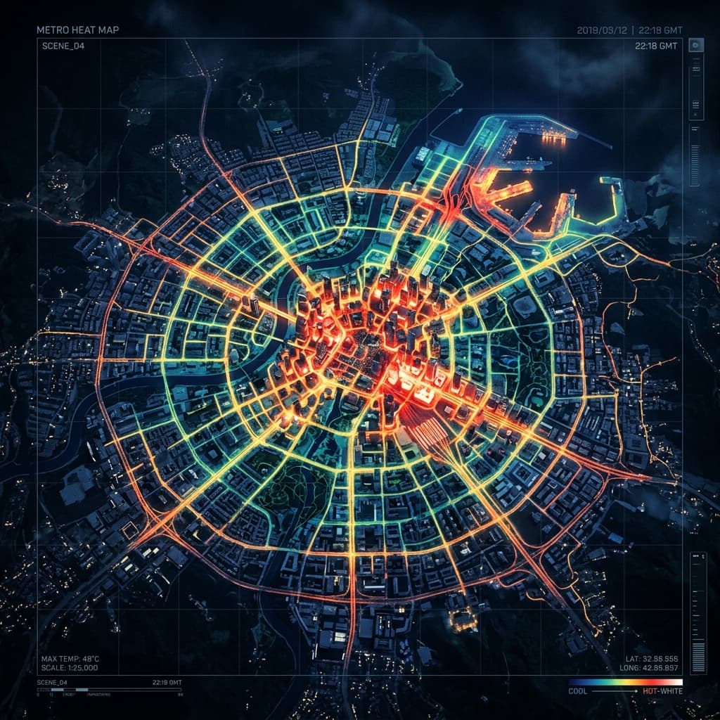 100m High-Resolution Thermal Gradient over Urban Wards